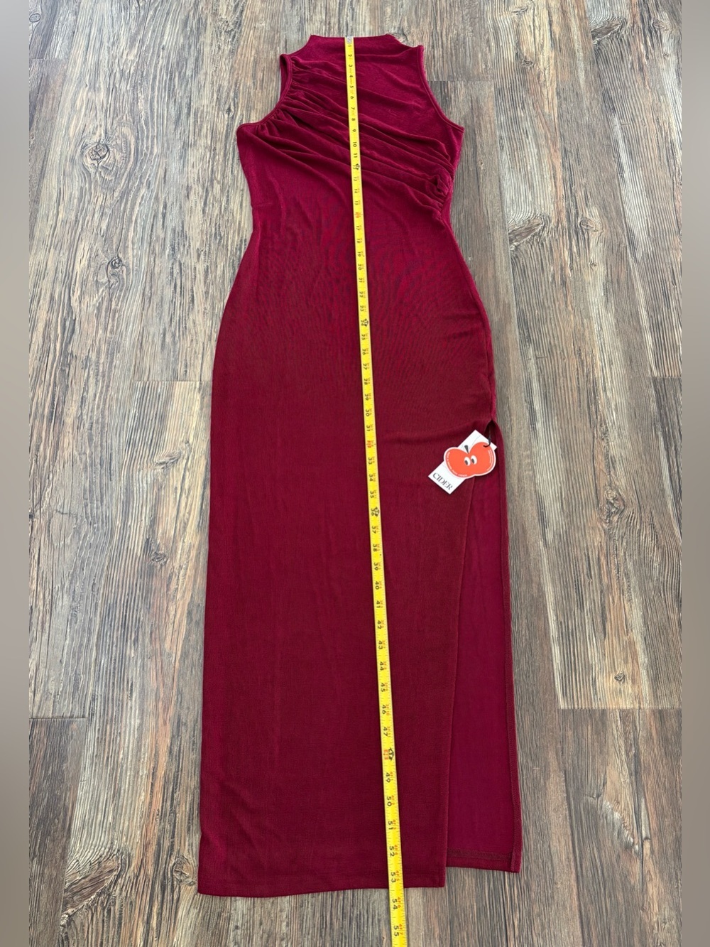 NWT Cider Sleeveless Maxi Dress Small Wine Red High Neck Ruching Leg Slit Formal - Picture 6 of 12